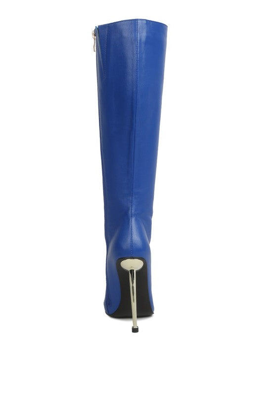 HALE Faux Leather Pointed Heel Calf Boots