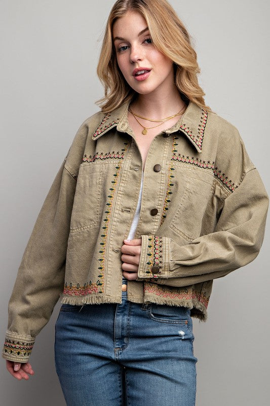 Embroidered Twill Jacket