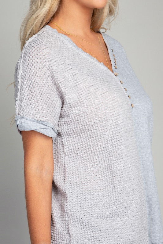 Waffle Short Sleeve Top