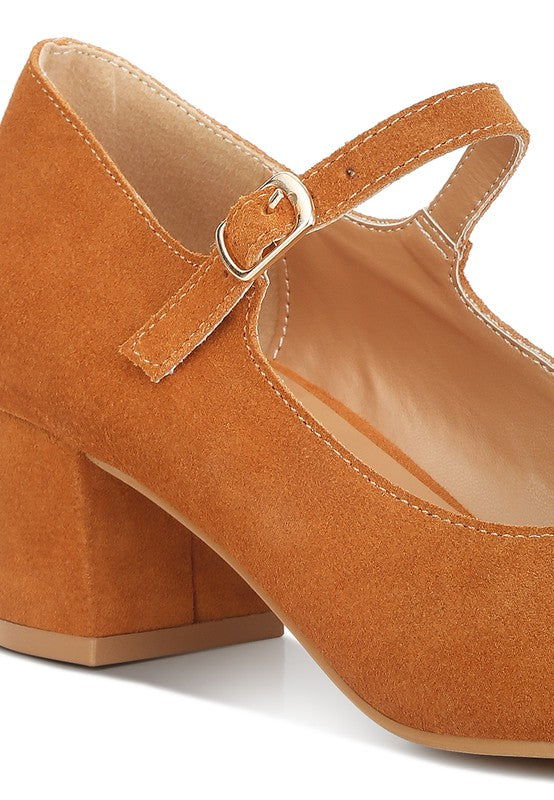 Dallin Suede Block Heel Mary Janes