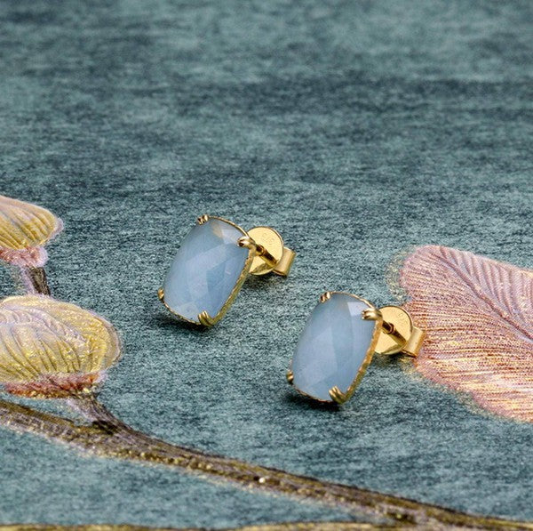 AQUAMARINE STUD EARRING