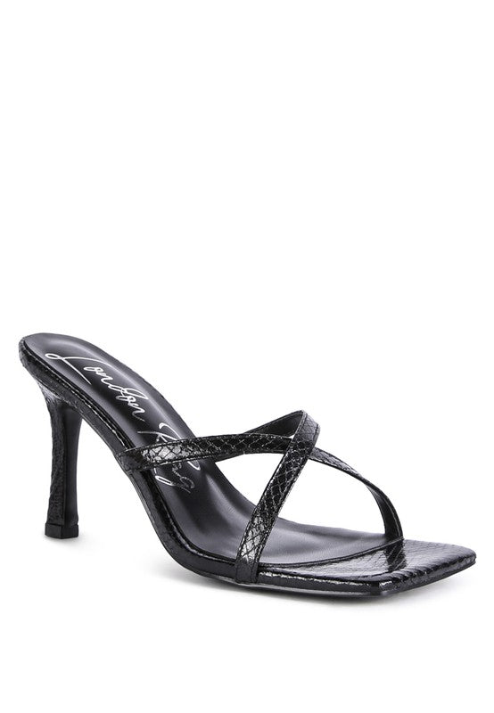 Muriel Croc Cross Strap Sandals