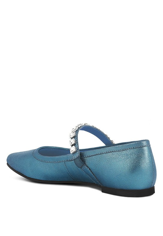 Alverno Metallic Leather Mary Jane Flats Two Colors