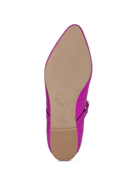 Alverno Metallic Leather Mary Jane Flats Two Colors