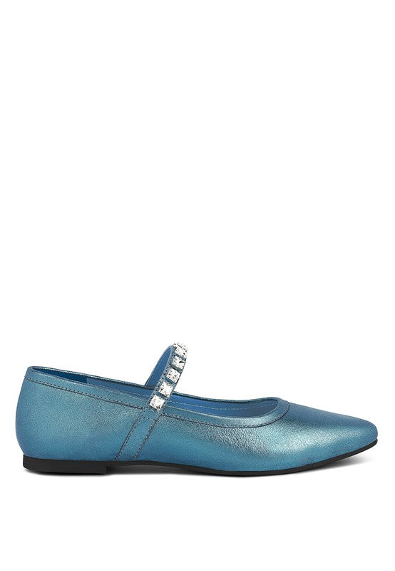 Alverno Metallic Leather Mary Jane Flats Two Colors