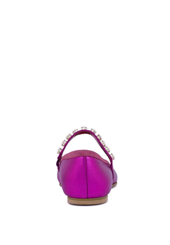 Alverno Metallic Leather Mary Jane Flats Two Colors