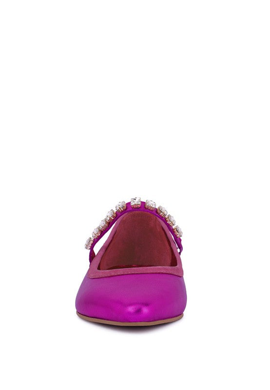 Alverno Metallic Leather Mary Jane Flats Two Colors