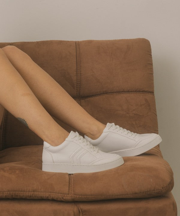 White Platform Stitch Sneaker