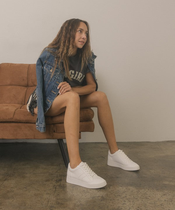 White Platform Stitch Sneaker