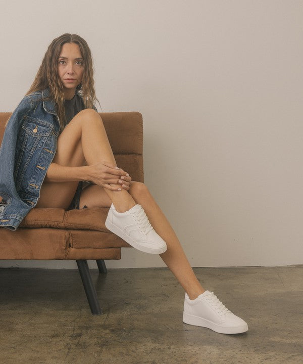 White Platform Stitch Sneaker