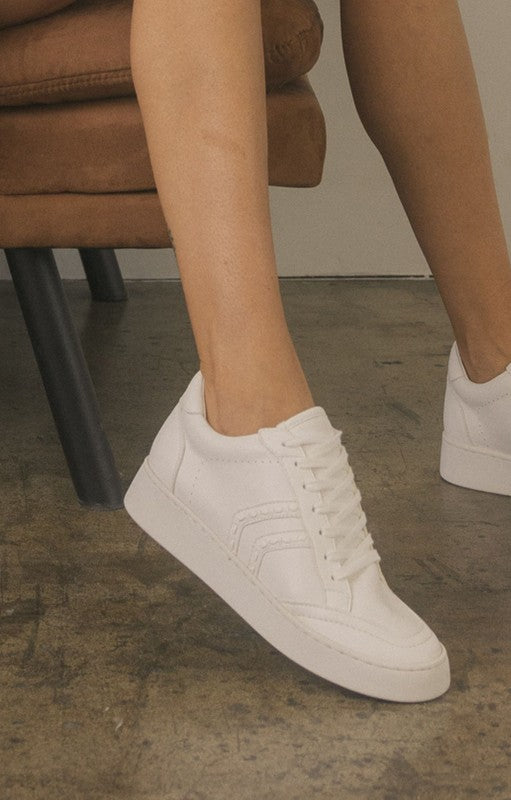 White Platform Stitch Sneaker