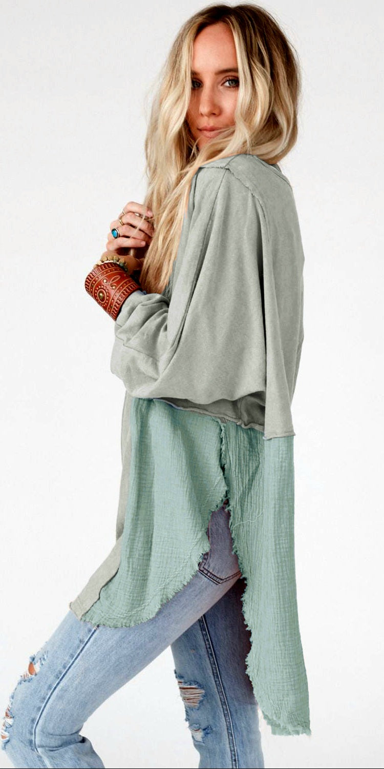 Curved Hem Dolman Sleeve Top in 4 Colors