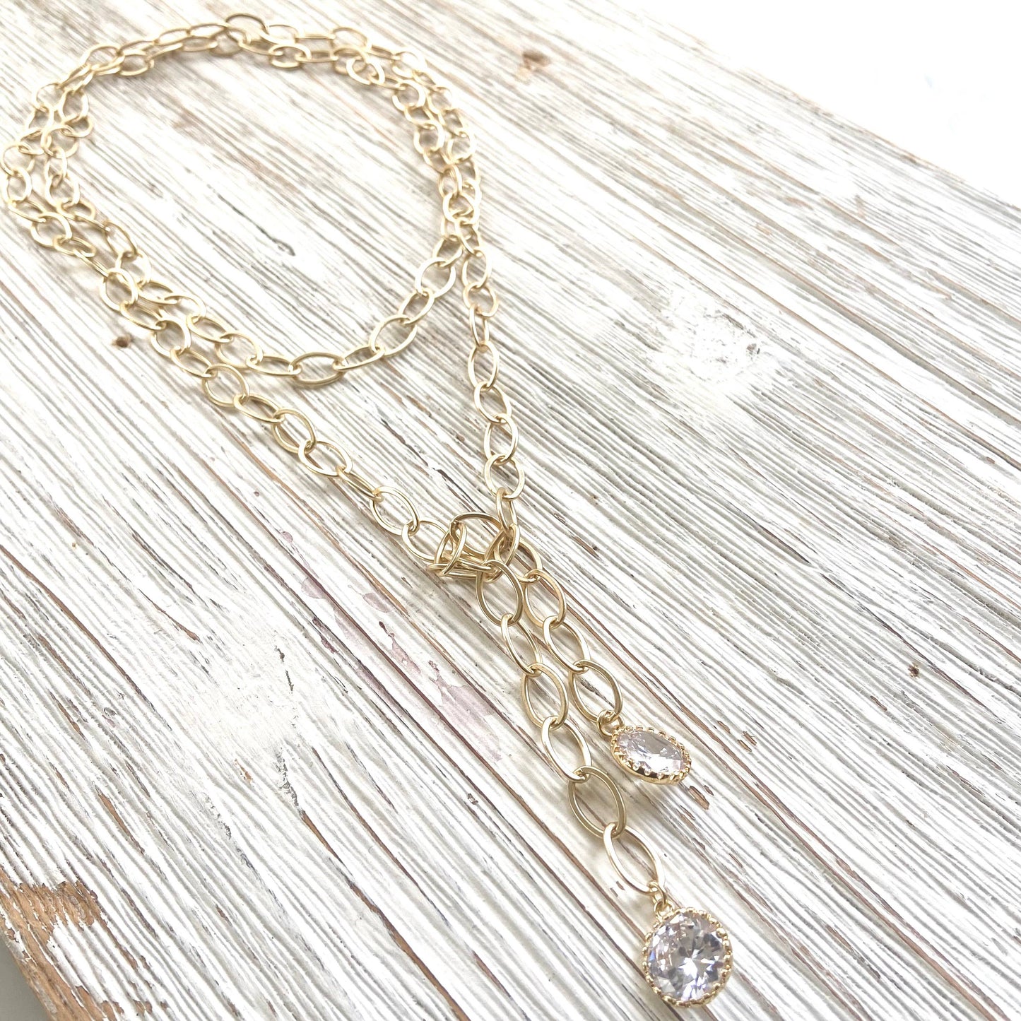 Chunky Matte Gold Crystal Necklace