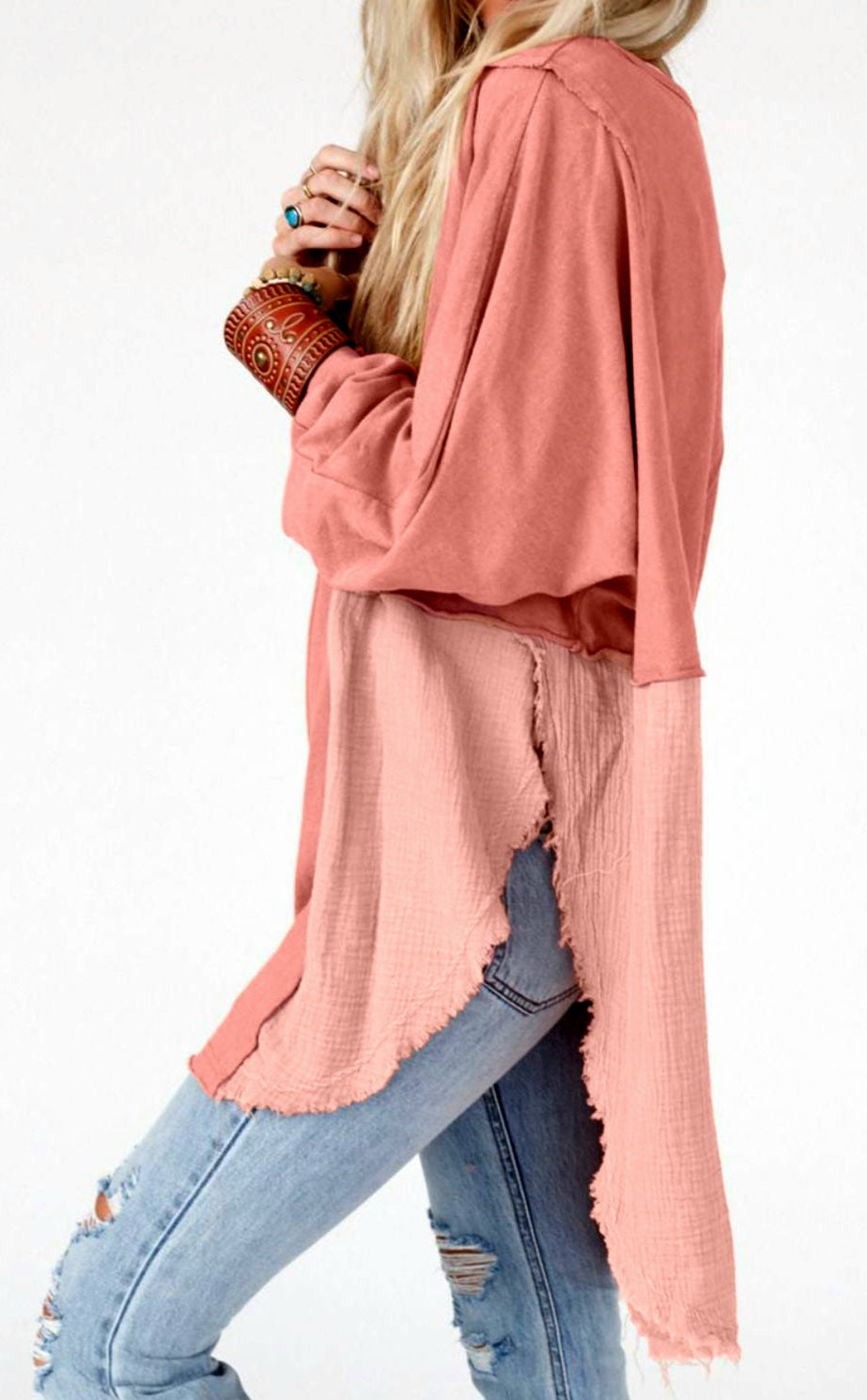 Curved Hem Dolman Sleeve Top in 4 Colors
