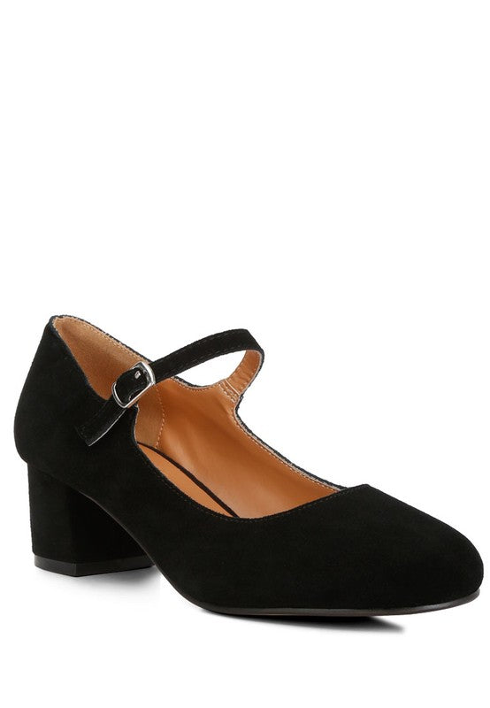 Dallin Suede Block Heel Mary Janes