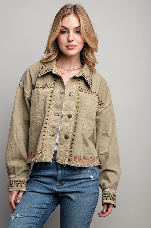 Embroidered Twill Jacket