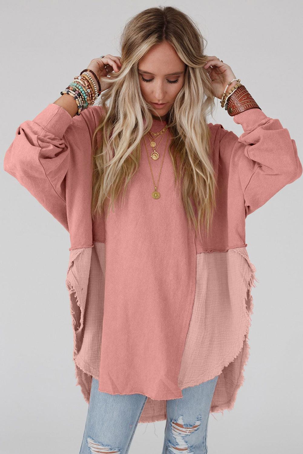 Curved Hem Dolman Sleeve Top in 4 Colors