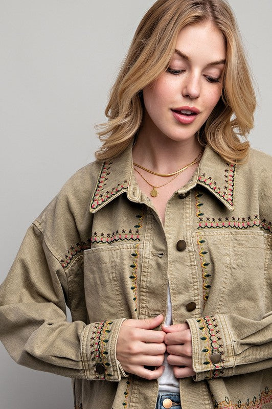 Embroidered Twill Jacket