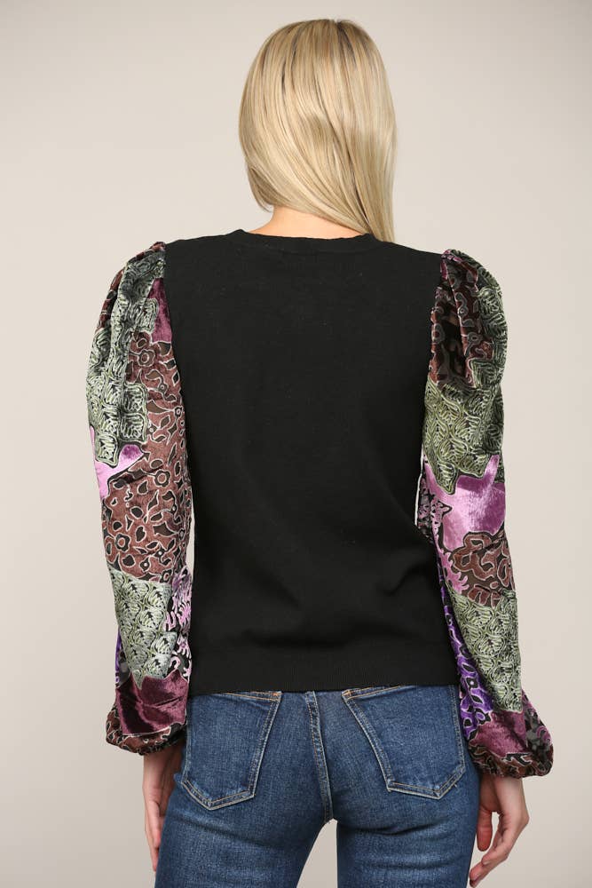 Fate Velvet Sleeve Knit Top