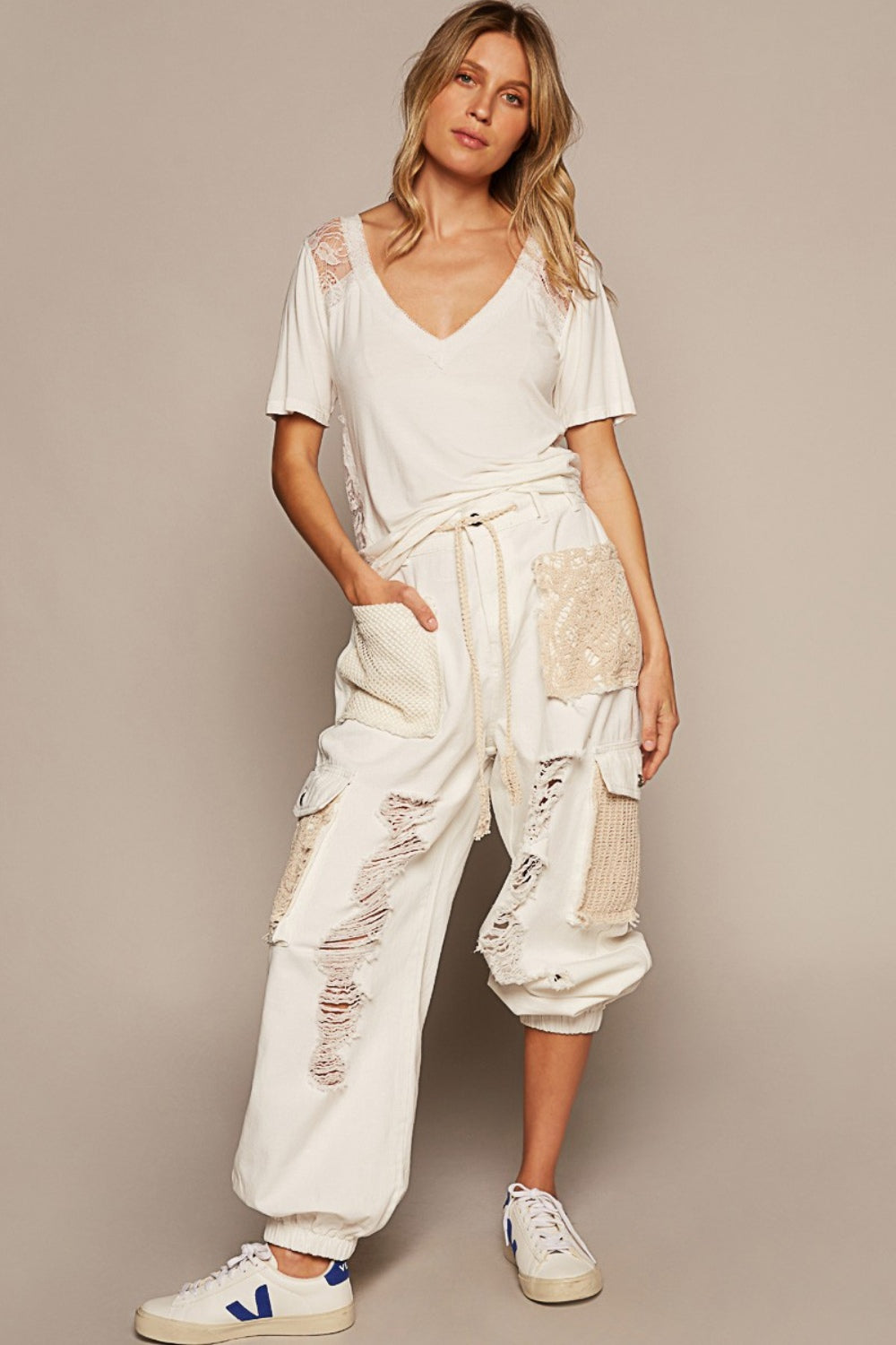 Short Sleeve Lace Trim Top