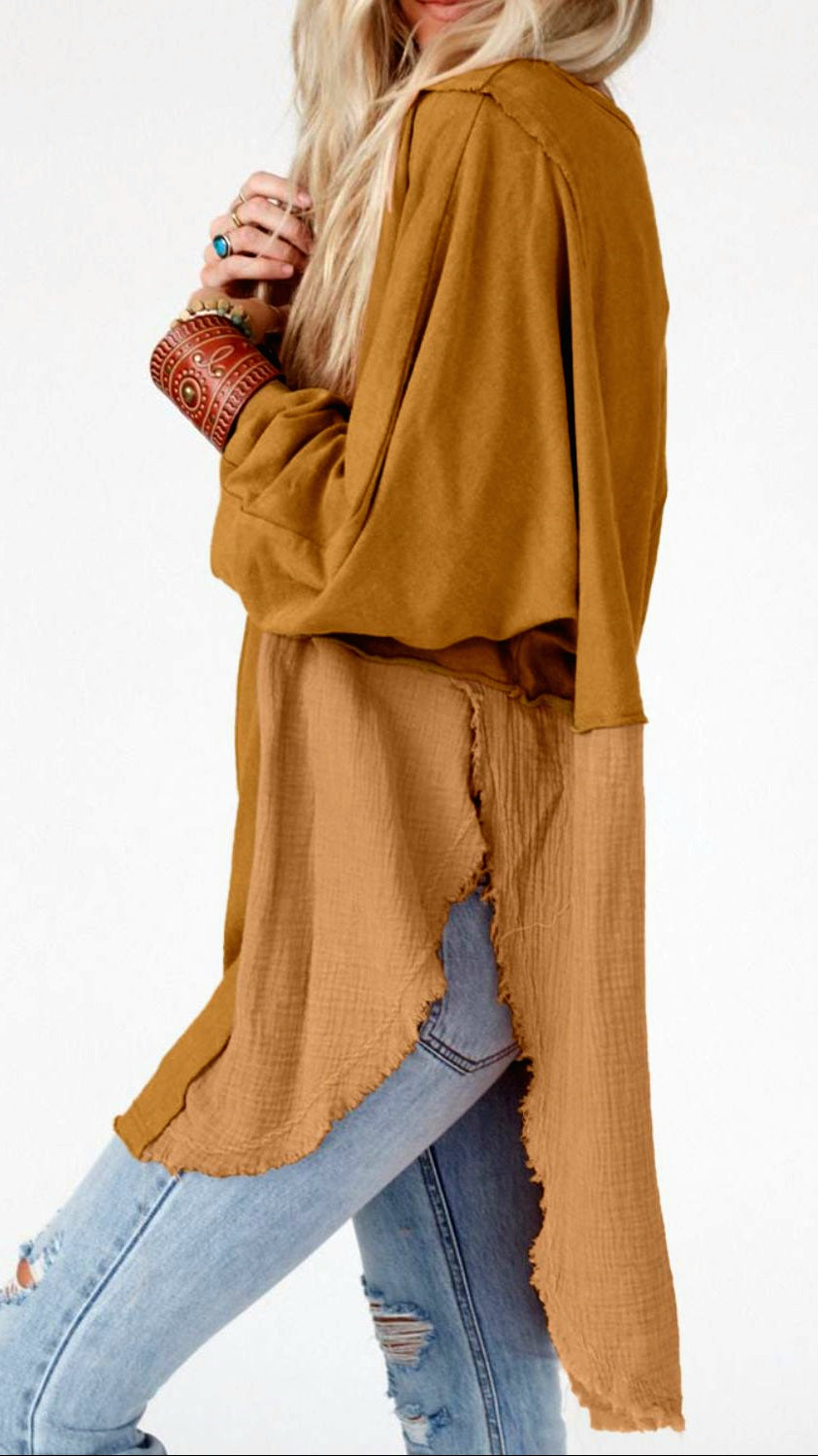 Curved Hem Dolman Sleeve Top in 4 Colors