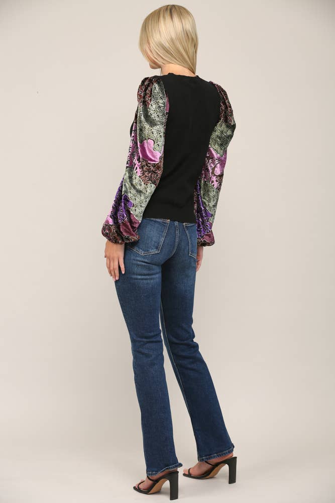 Fate Velvet Sleeve Knit Top