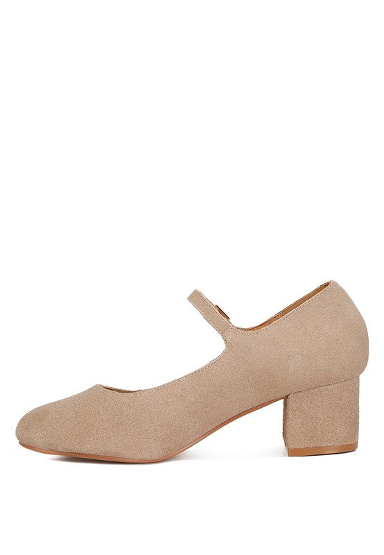 Dallin Suede Block Heel Mary Janes