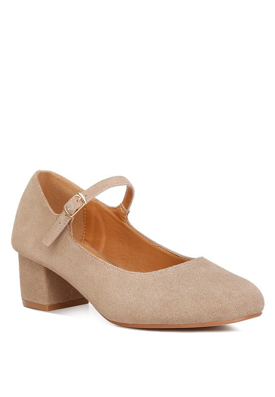 Dallin Suede Block Heel Mary Janes