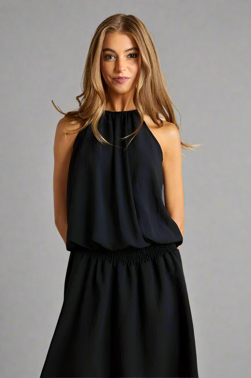 Halter Neck Smocking Waist Dress