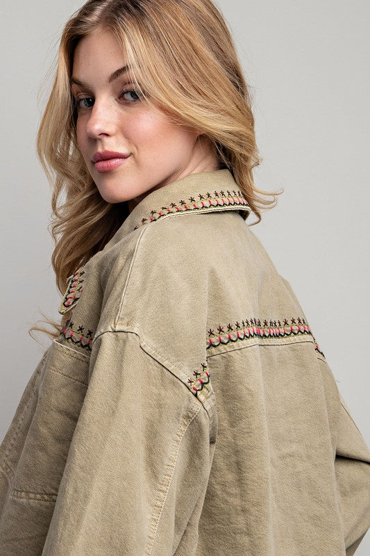 Embroidered Twill Jacket