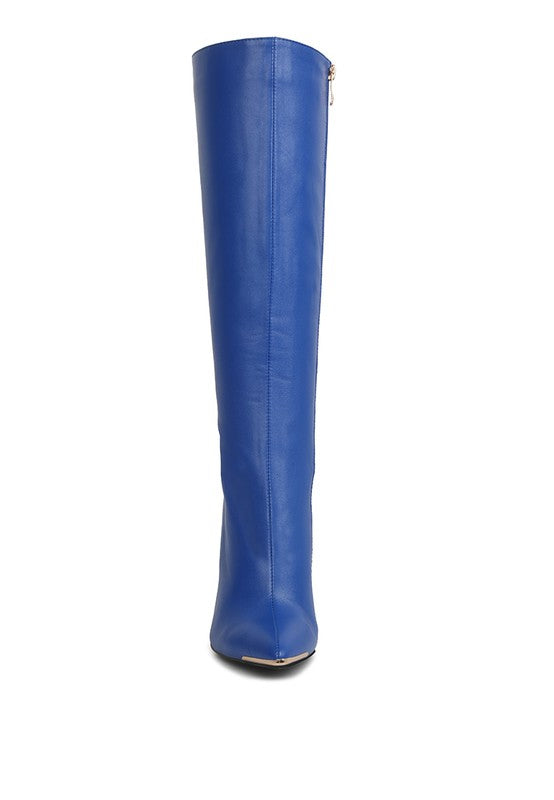 HALE Faux Leather Pointed Heel Calf Boots
