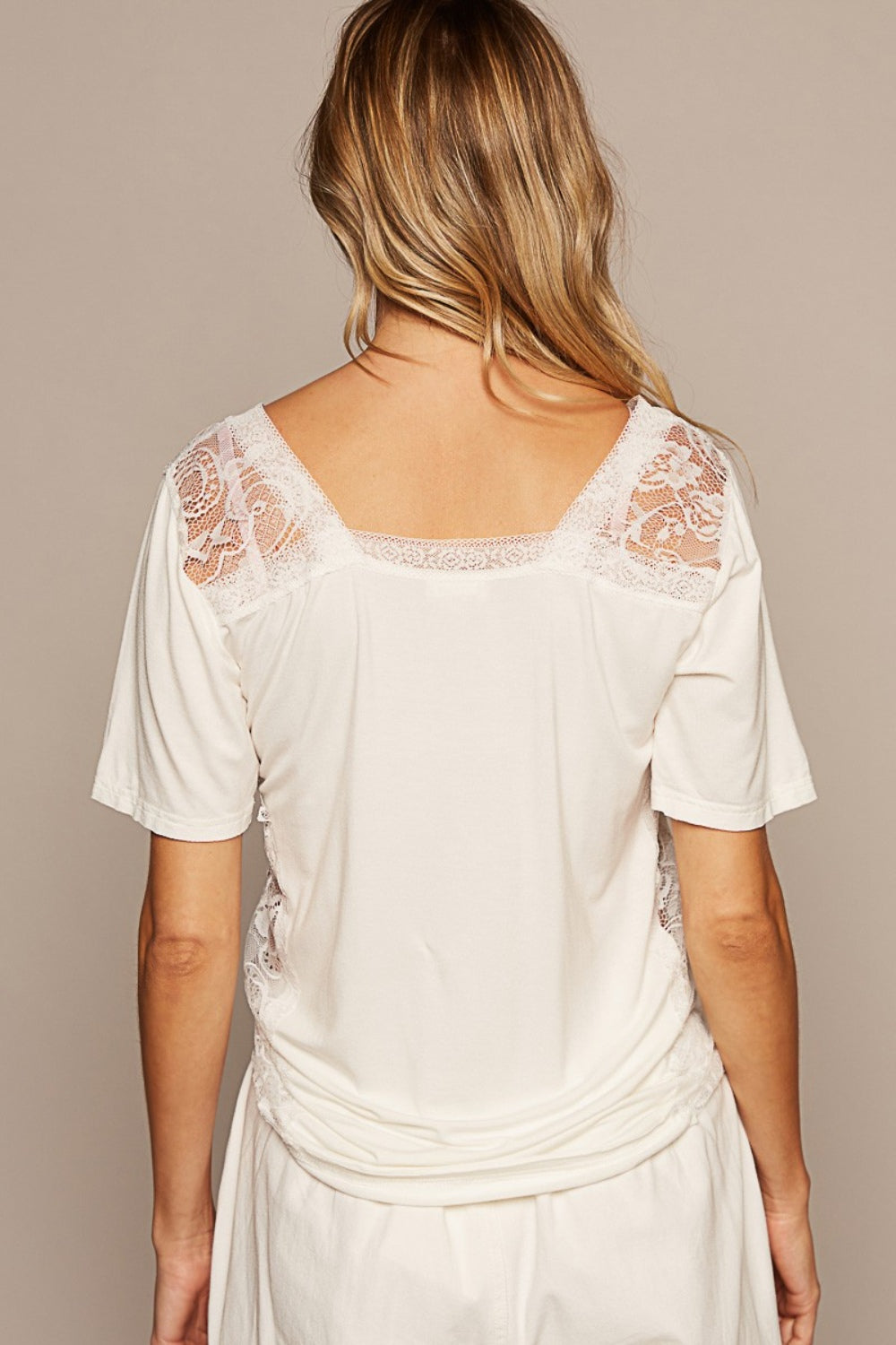 Short Sleeve Lace Trim Top