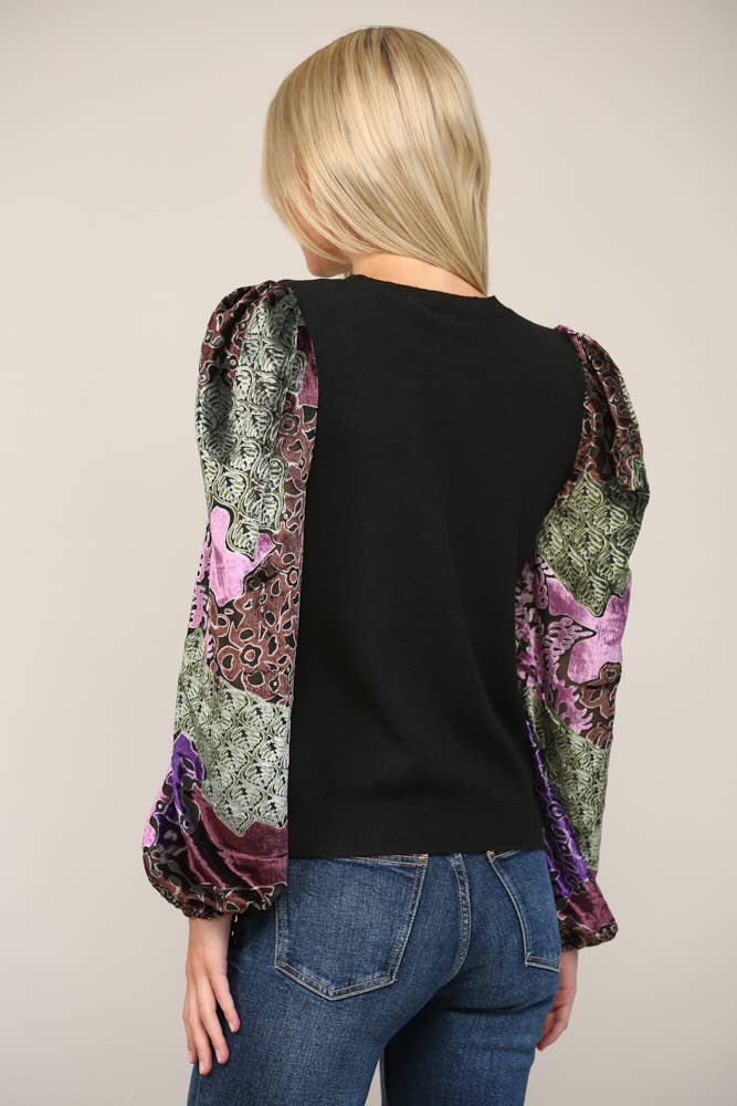 Fate Velvet Sleeve Knit Top
