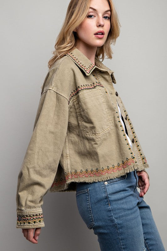 Embroidered Twill Jacket