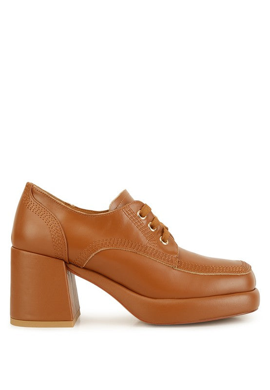 Zaila Leather Block Heel Oxfords