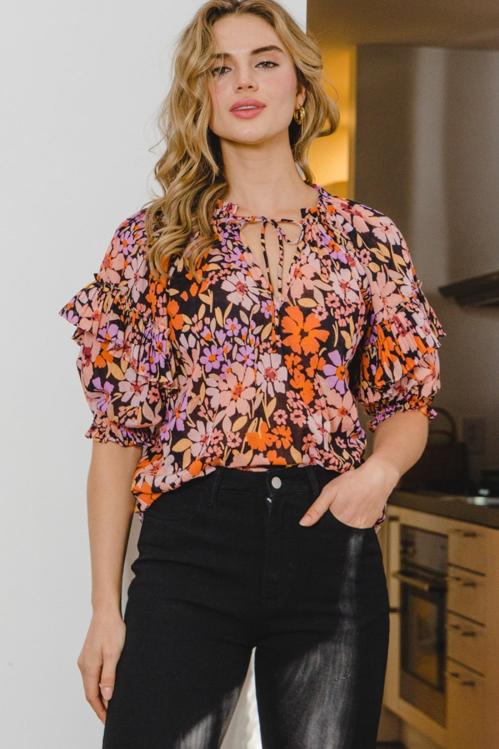 Wildflower Ruffled Blouse sizes small to 3xl