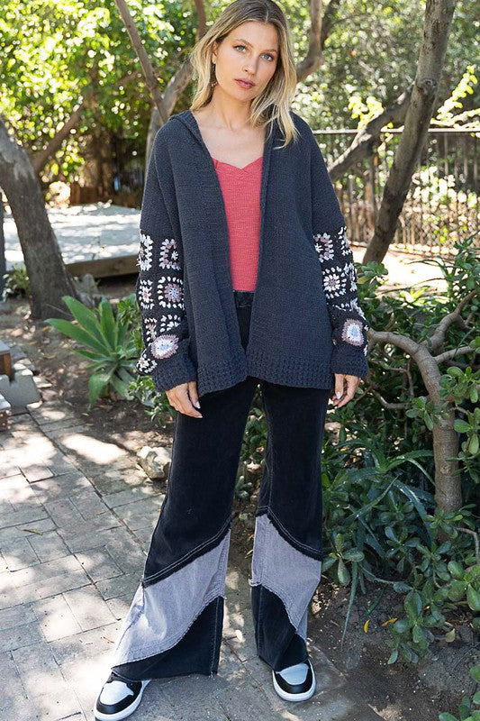 Cardigan With Hand-Crafted Knitting Panel Sleeve