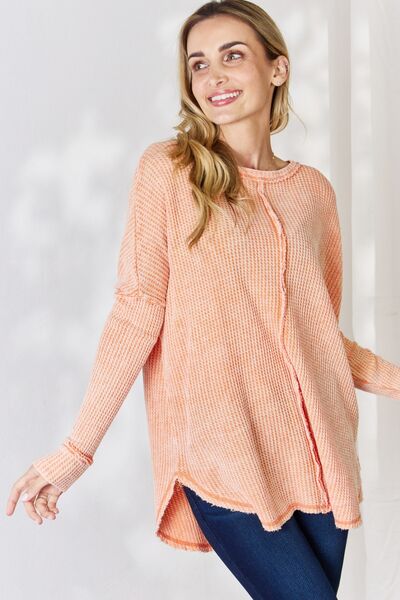 Oversized Washed Waffle Top