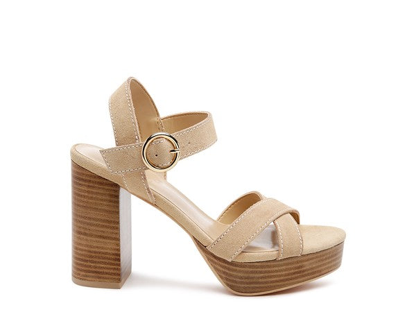 Choupette Suede Leather Block Heeled Sandal