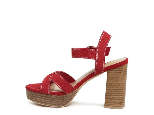 Choupette Suede Leather Block Heeled Sandal