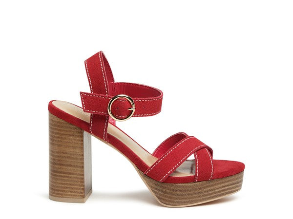 Choupette Suede Leather Block Heeled Sandal