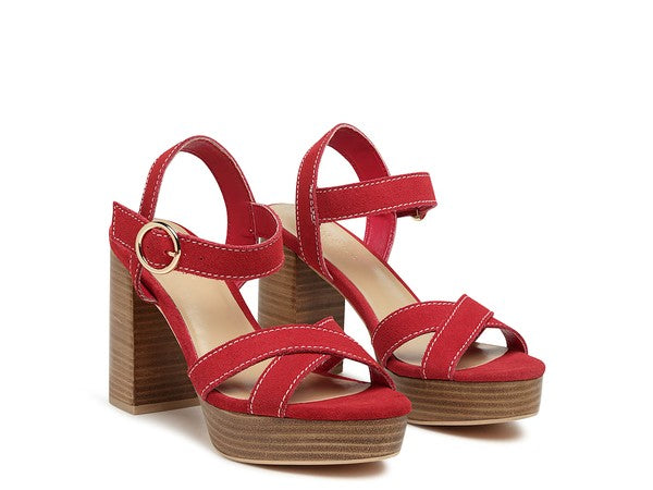 Choupette Suede Leather Block Heeled Sandal