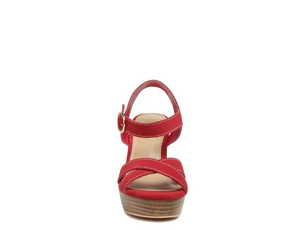 Choupette Suede Leather Block Heeled Sandal
