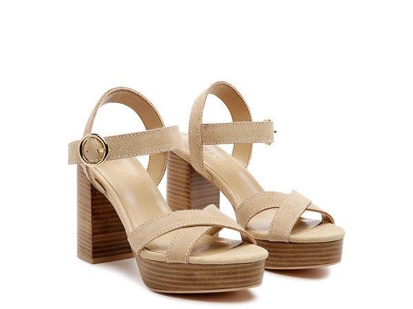 Choupette Suede Leather Block Heeled Sandal