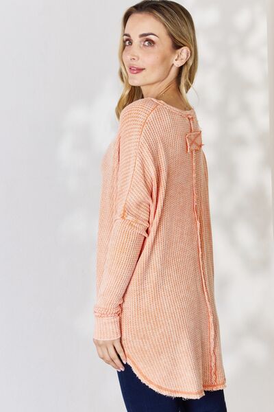 Oversized Washed Waffle Top