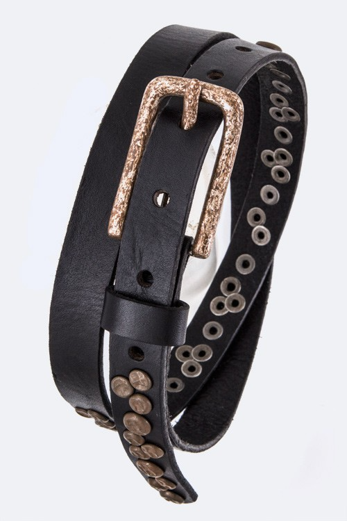 Hammered Stud Skinny Belt