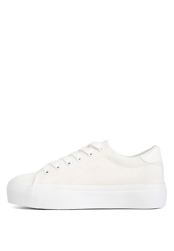 Hyra Solid Flatform Canvas Sneakers