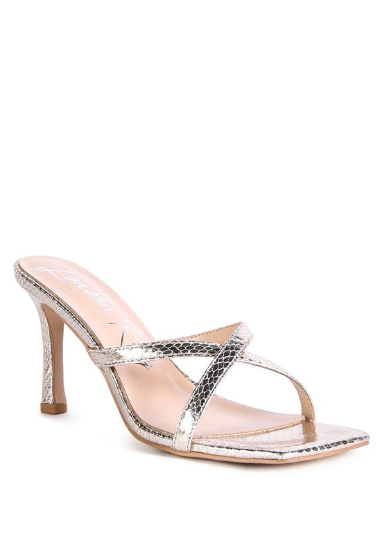 Muriel Croc Cross Strap Sandals