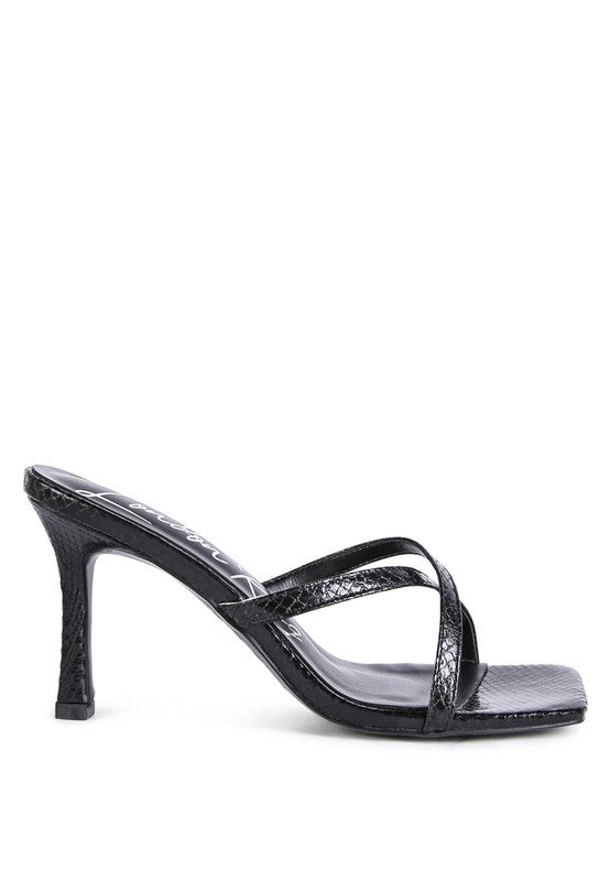 Muriel Croc Cross Strap Sandals