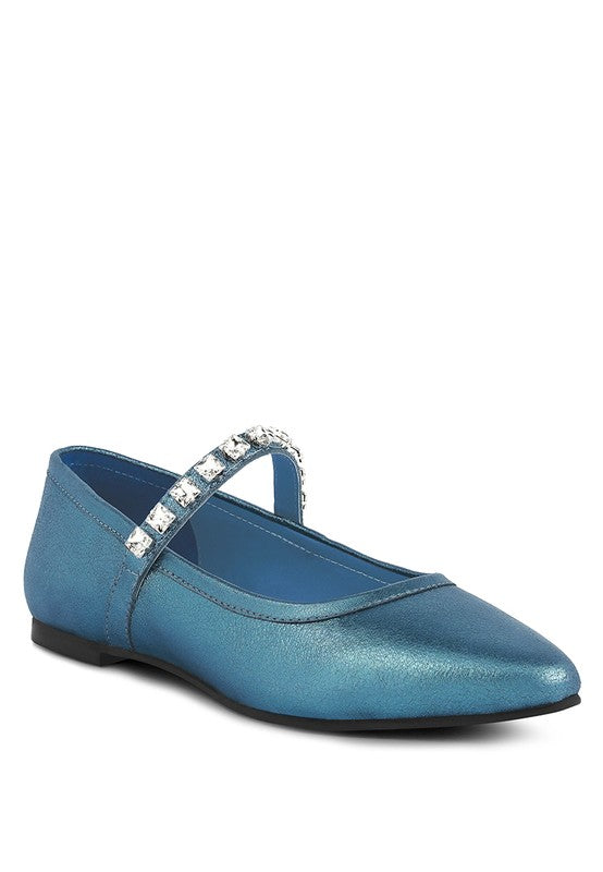 Alverno Metallic Leather Mary Jane Flats Two Colors